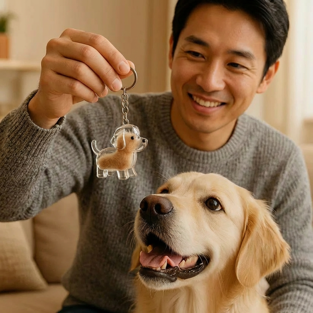 犬型の記念毛のチャーム