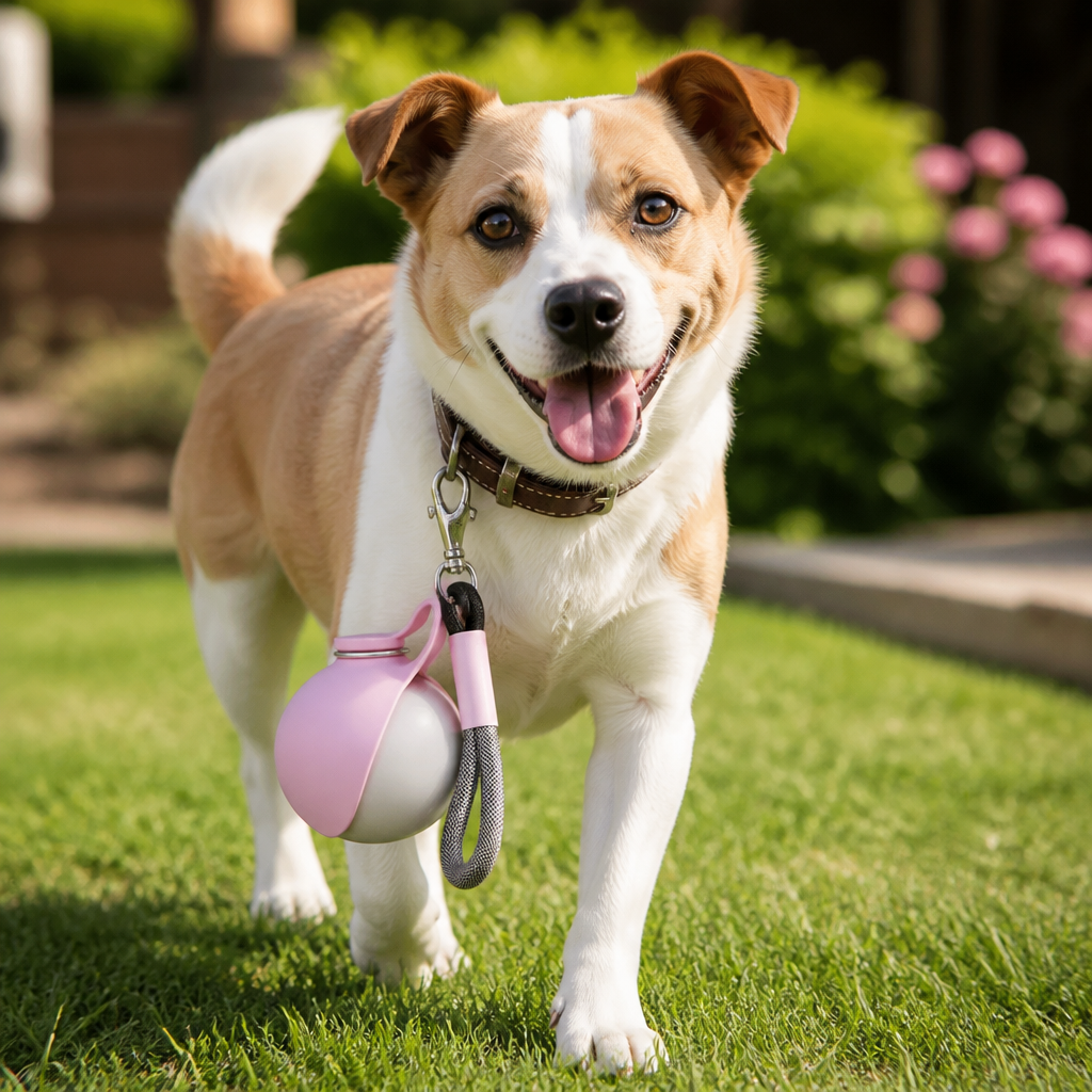 シリコンボウル付き球形2-in-1犬用ウォーターボトル – 漏れ防止トラベルボトル