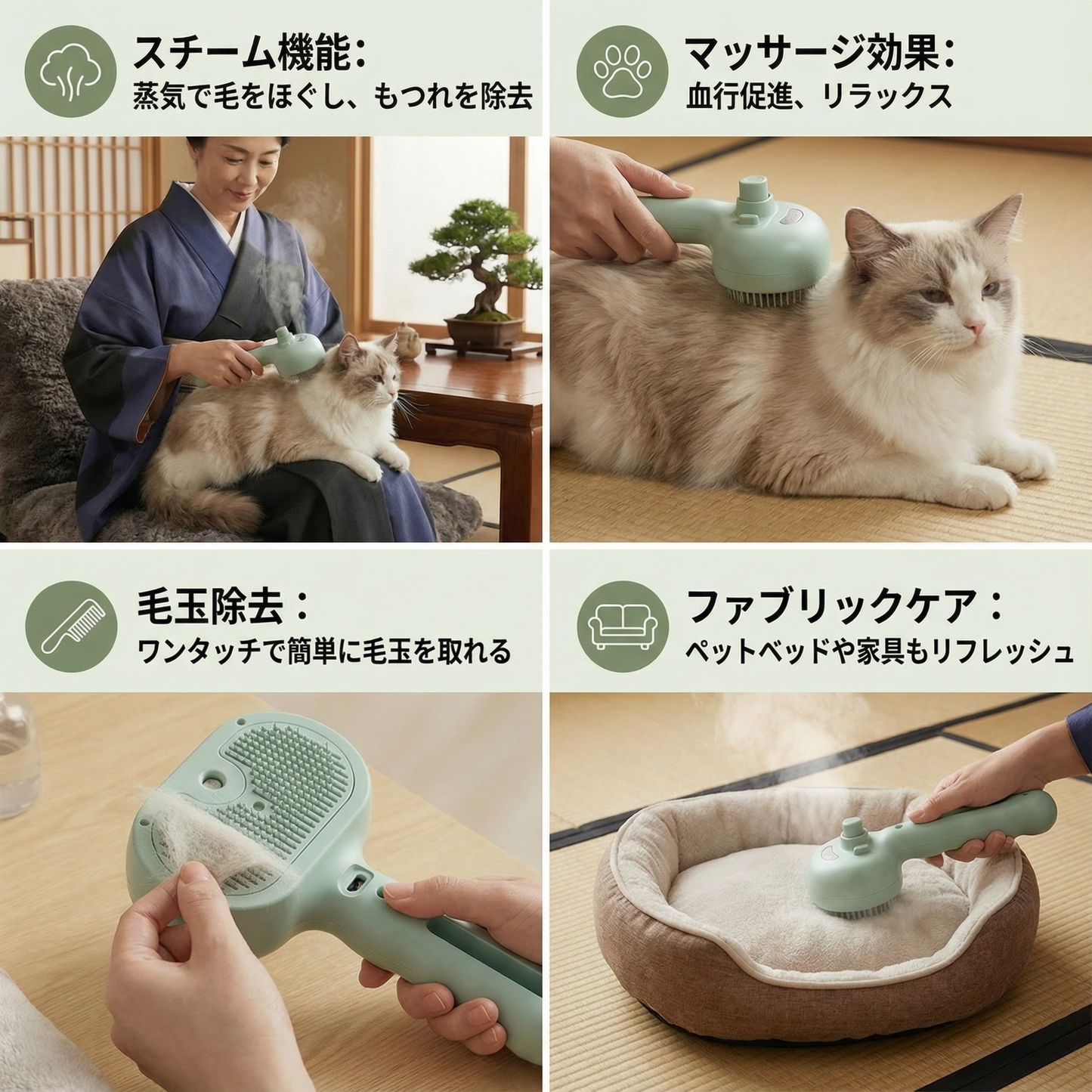 プレミアムペットブラシ　スチーム機能付き