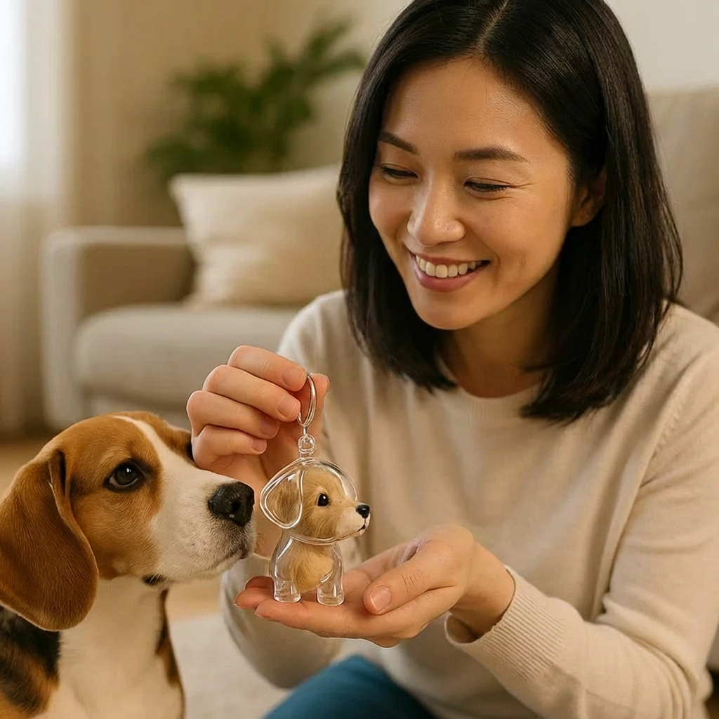 犬型の記念毛のチャーム
