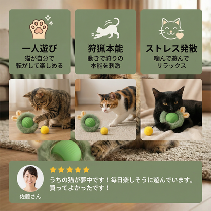 猫用毛付きインタラクティブプレイボール