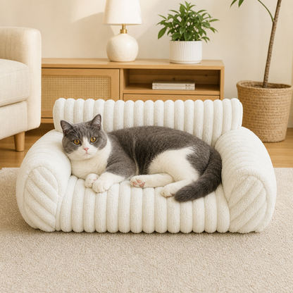 ふわふわ雲型猫用ソファベッド｜柔らかなボルスター＆洗えるカバー付き