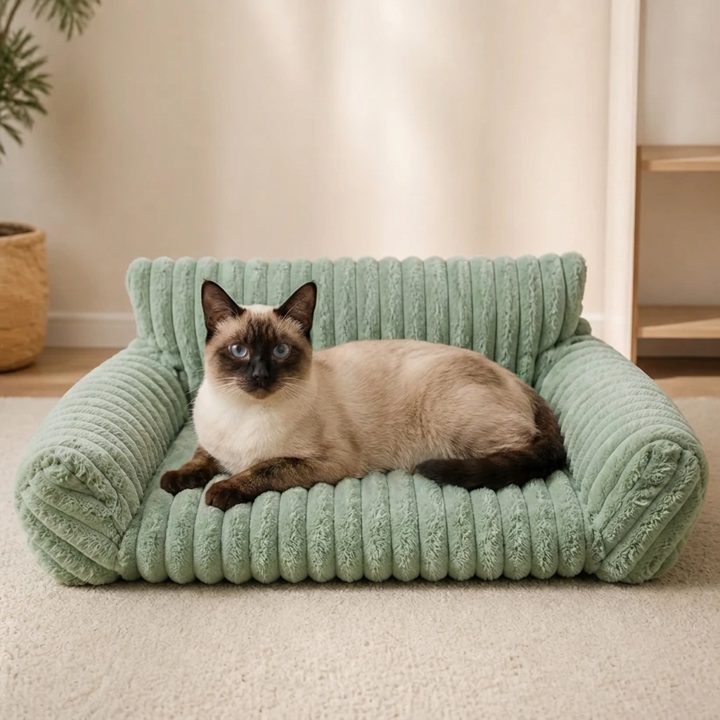 ふわふわ雲型猫用ソファベッド｜柔らかなボルスター＆洗えるカバー付き