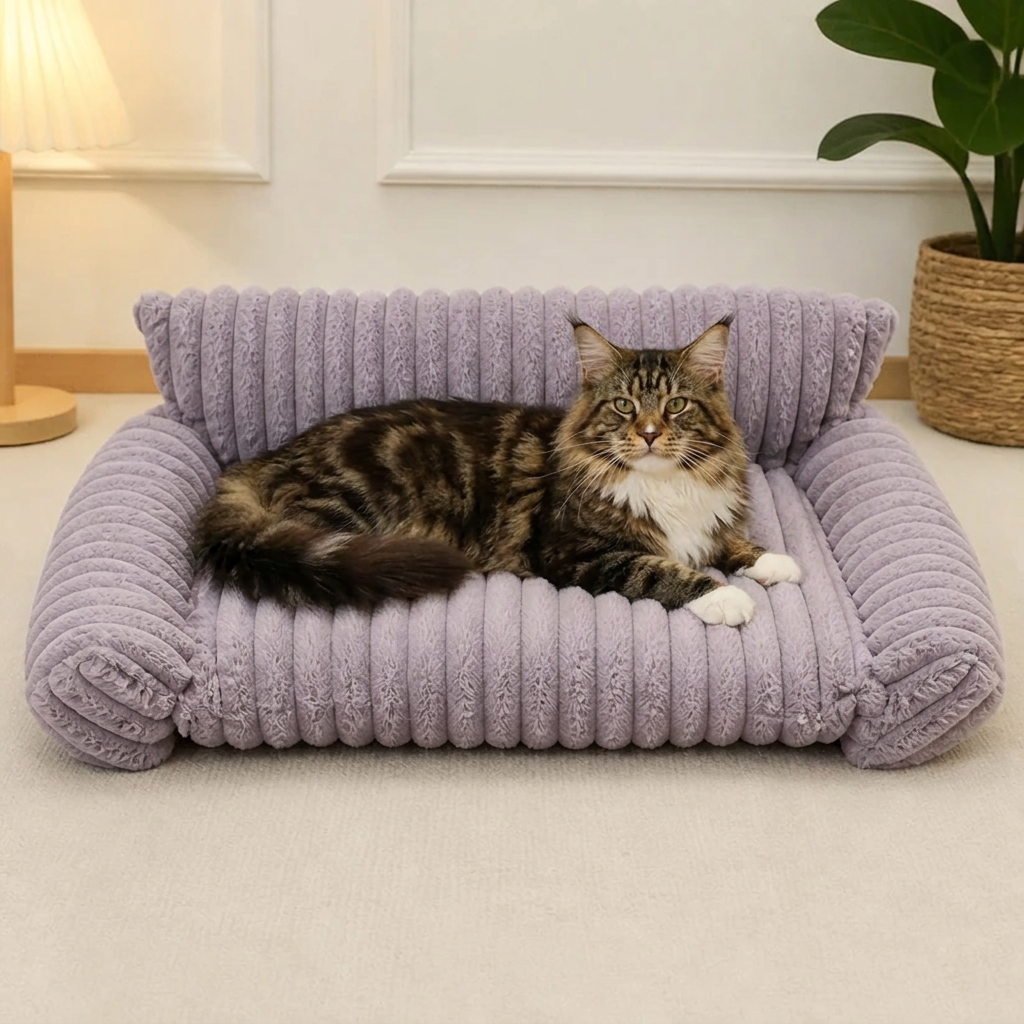 ふわふわ雲型猫用ソファベッド｜柔らかなボルスター＆洗えるカバー付き