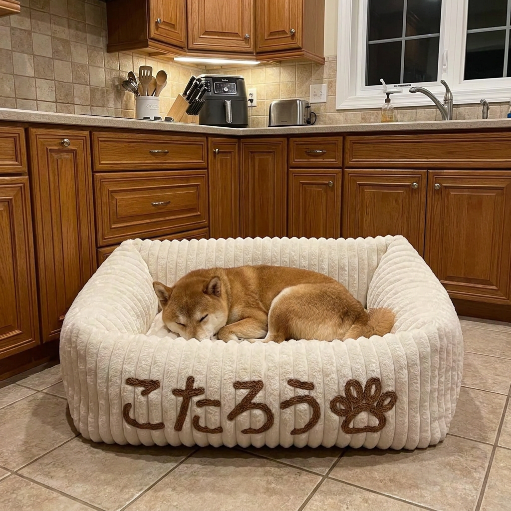 パーソナライズできるふわふわ雲型の犬用ベッド｜やわらかいボルスター付き