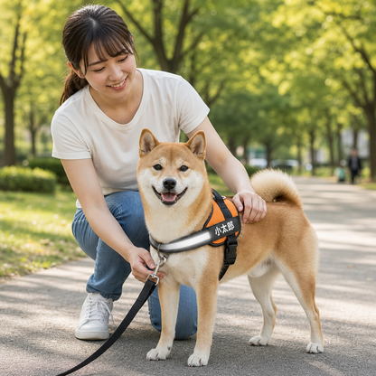 首輪・肩への負担を軽減するフロントDリング付きカスタム犬用ノープルハーネス