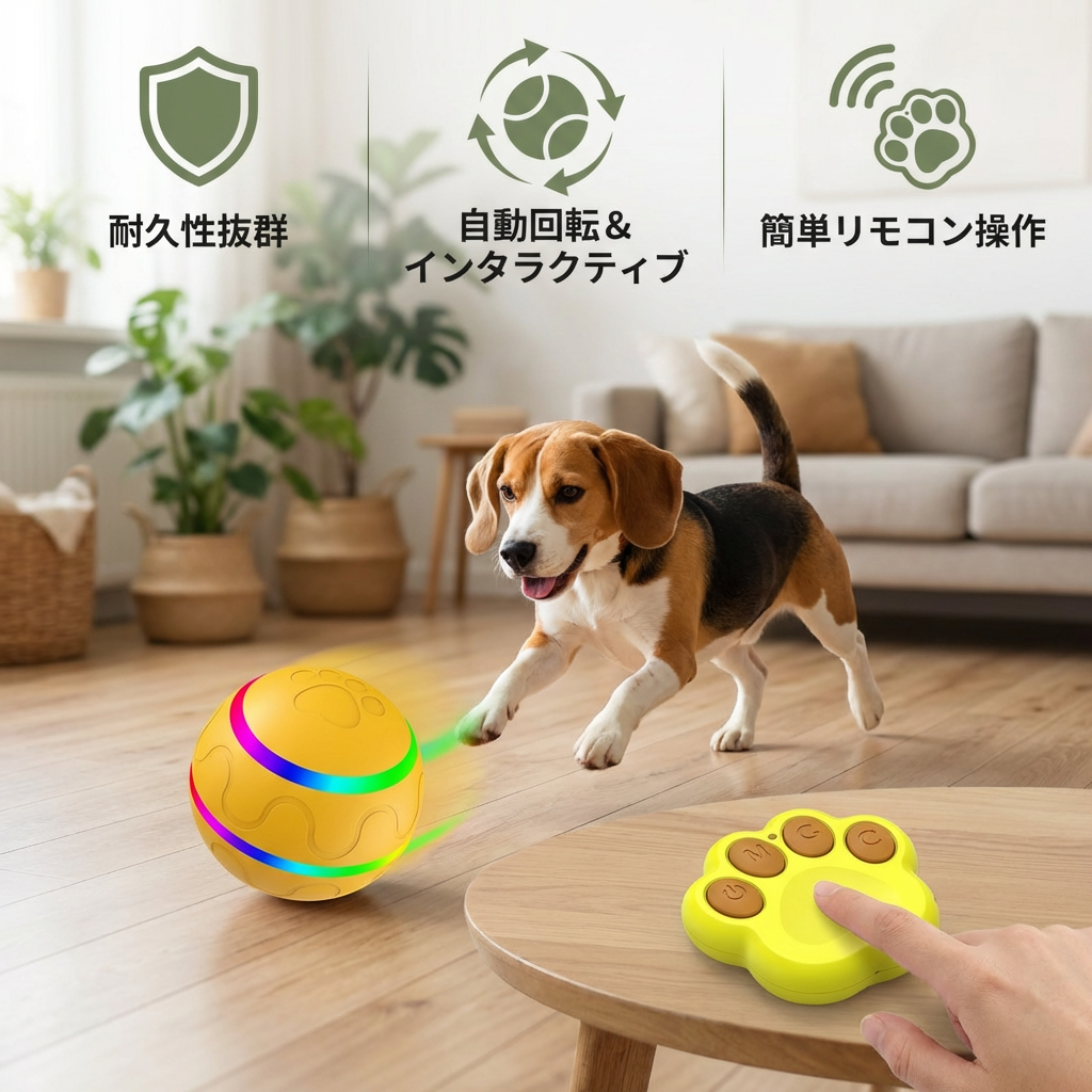 ロバストで耐久性のあるセルフローリングドッグトイボール