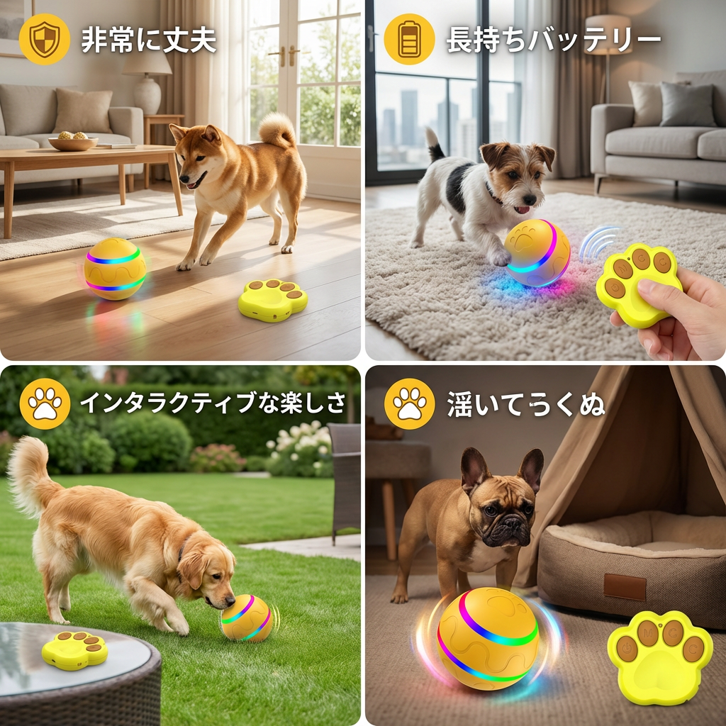 ロバストで耐久性のあるセルフローリングドッグトイボール