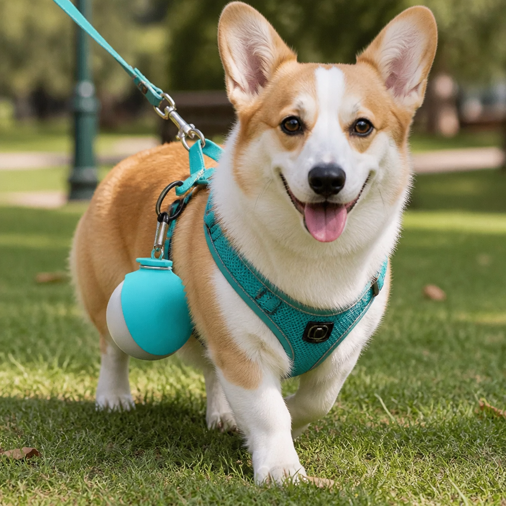 シリコンボウル付き球形2-in-1犬用ウォーターボトル – 漏れ防止トラベルボトル