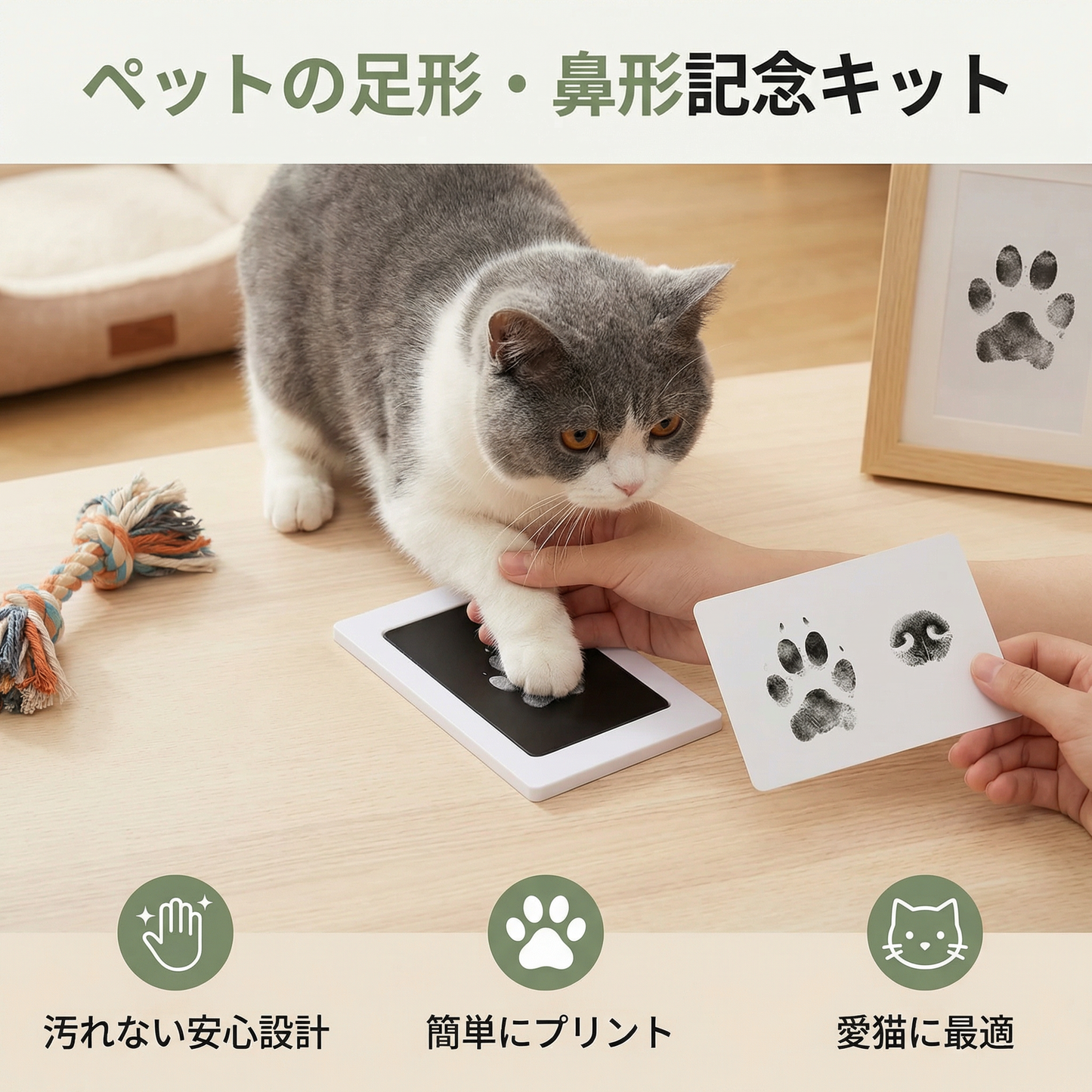 ペットの足形・鼻形記念キット – 猫用DIYメモリアルセット
