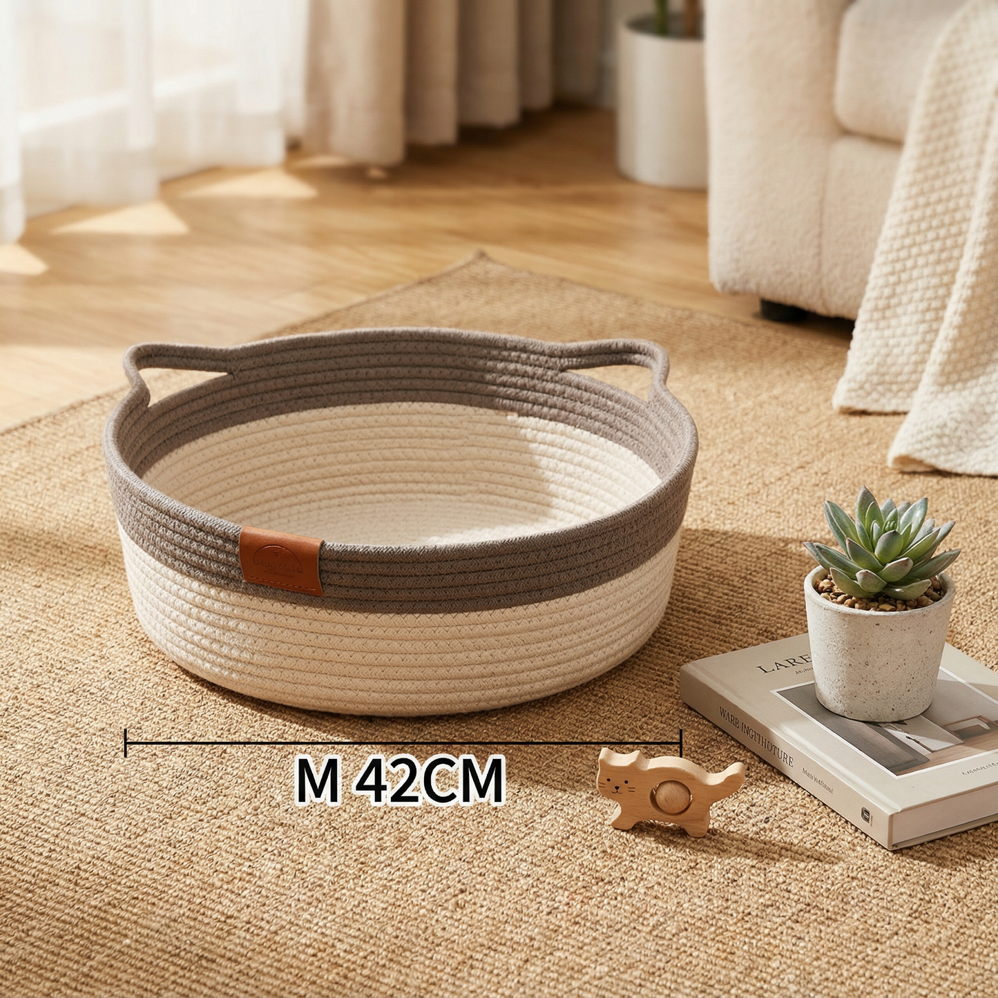 手編みコットンロープ猫用ベッド