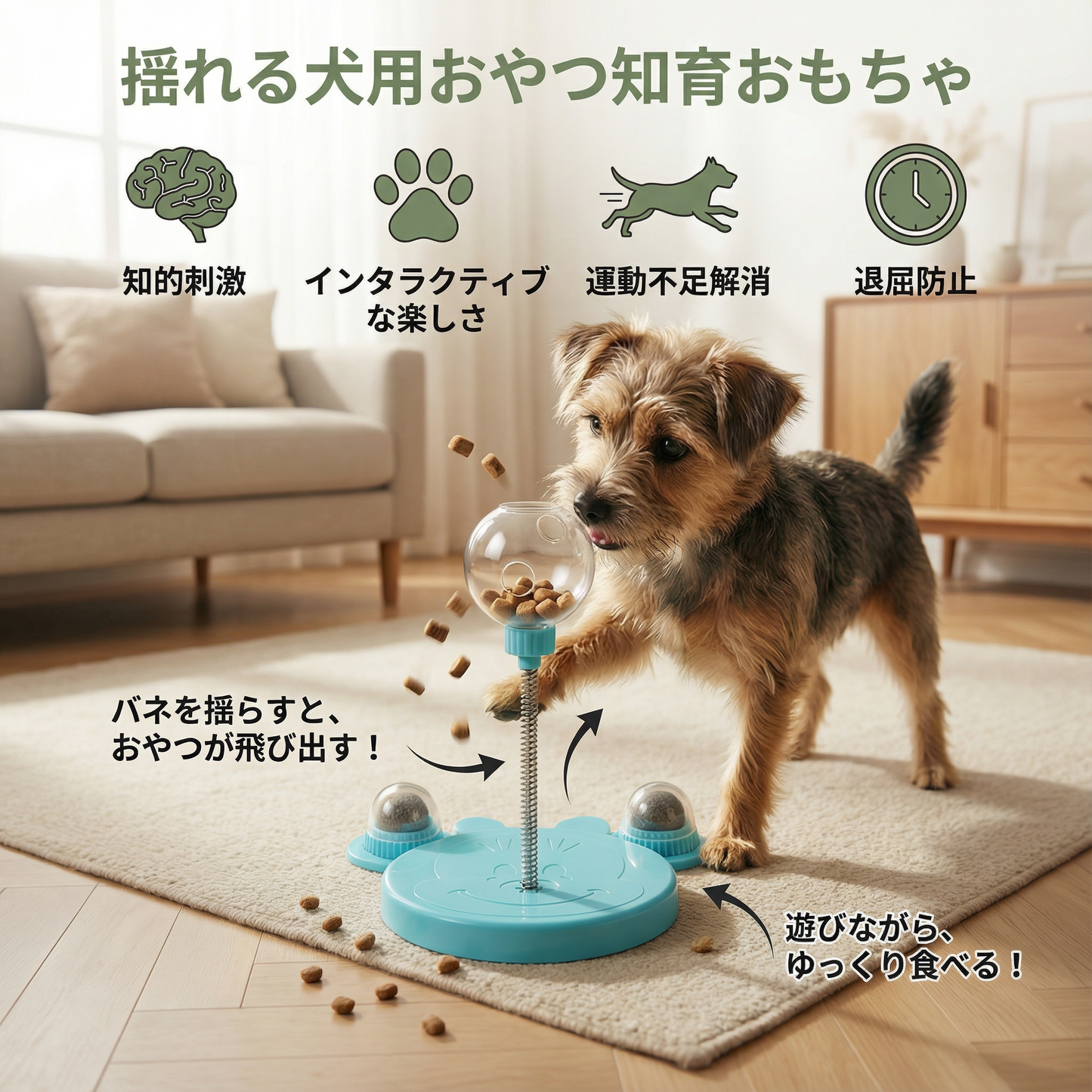 揺れる犬用おやつ知育おもちゃ