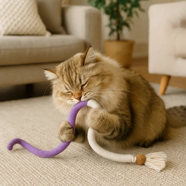 天然素材の猫用噛みひも – 丈夫で、歯のケアができ、ストレス解消