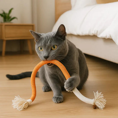 天然素材の猫用噛みひも – 丈夫で、歯のケアができ、ストレス解消
