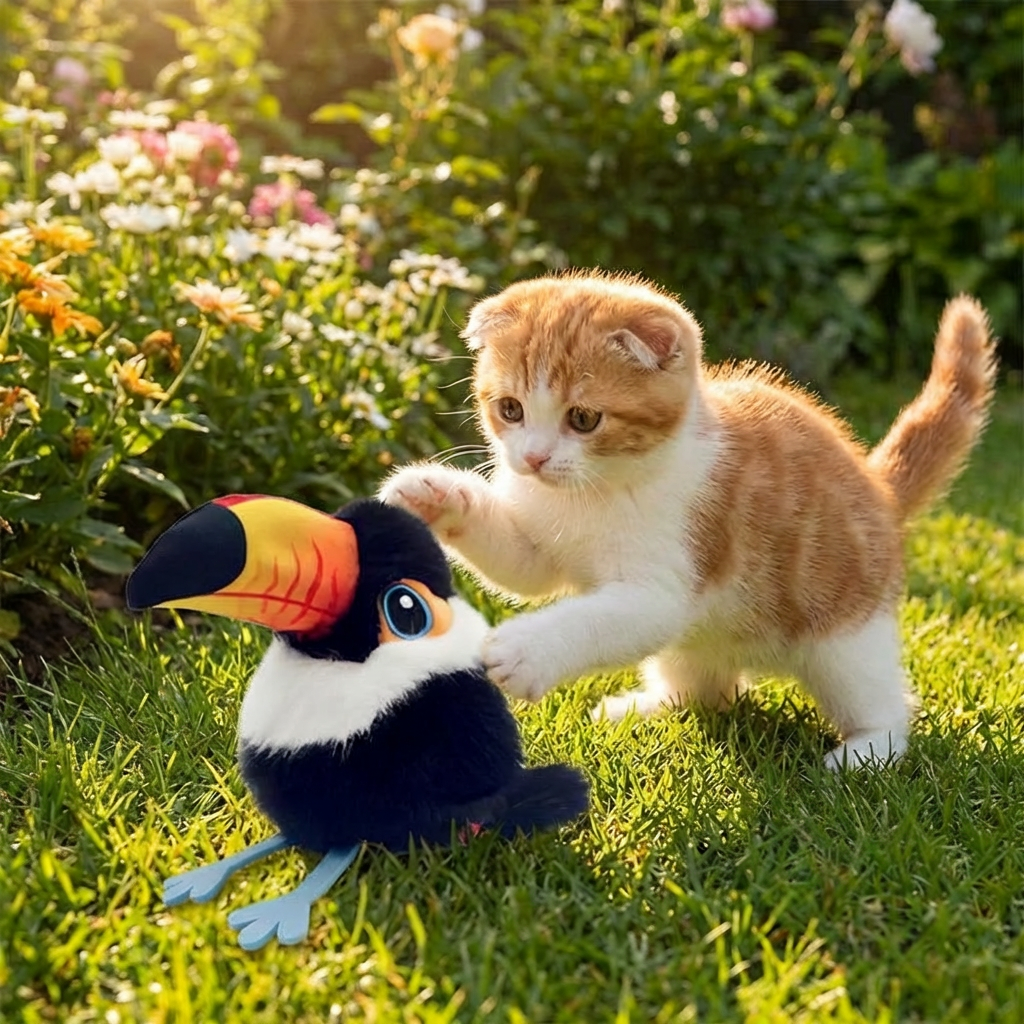 フラッタリングとチッチングの鳥型猫おもちゃ