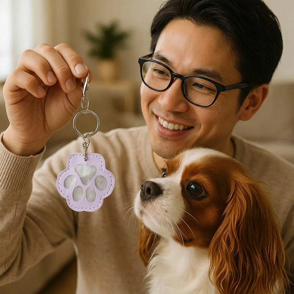 革製のペットの毛を保存するための記念キーホルダー