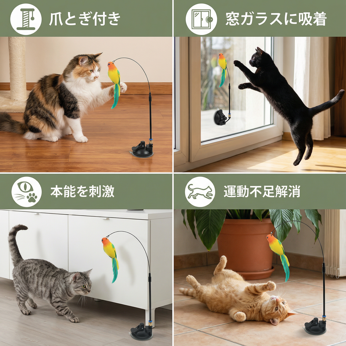 鳥のおもちゃ - インタラクティブな猫用おもちゃ