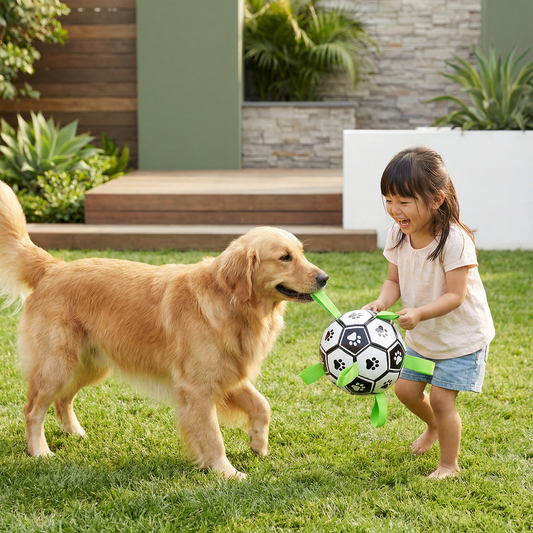 頑丈な犬用遊びボール 引っ張り用ハンドル付き