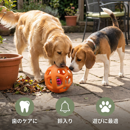 犬用ベル付きボールおもちゃ - 耐久性のある歯のケアとトレーニング