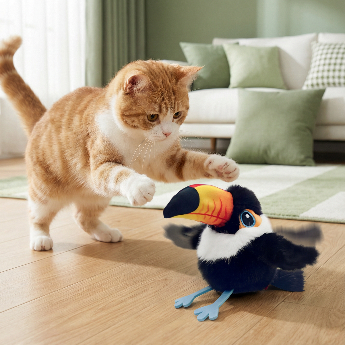 フラッタリングとチッチングの鳥型猫おもちゃ