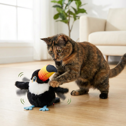 フラッタリングとチッチングの鳥型猫おもちゃ