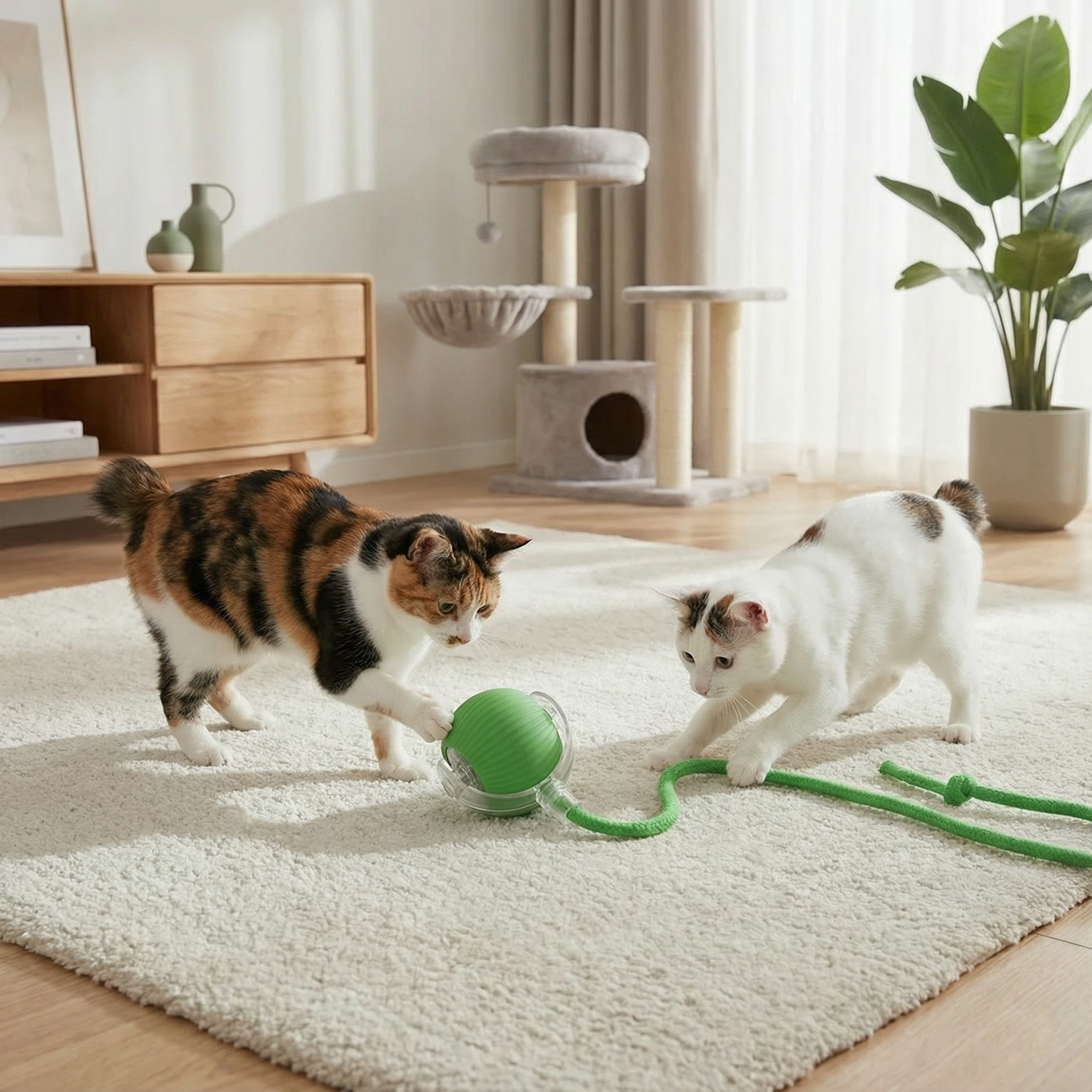 猫用 尻尾付きインタラクティブボール