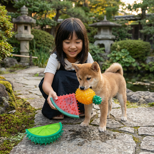 フルーツデザインの冷却犬用噛み玩具