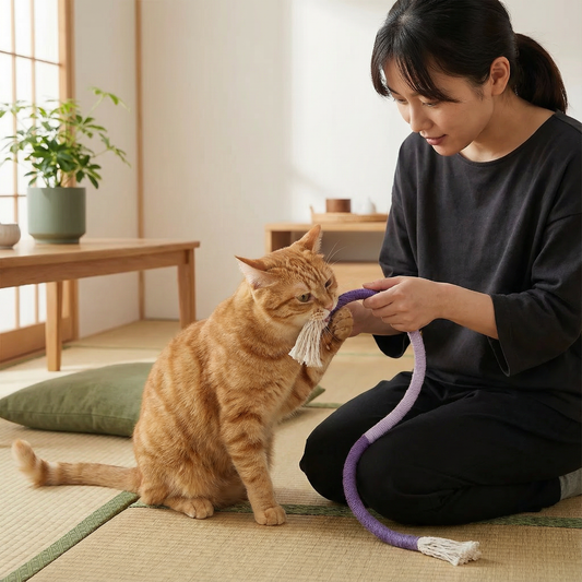 天然素材の猫用噛みひも – 丈夫で、歯のケアができ、ストレス解消