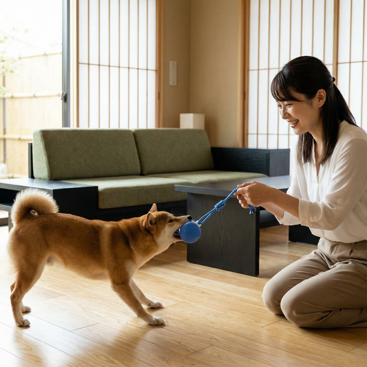 インタラクティブ＆丈夫な犬用ボール – 犬用カラーの引き紐付き動きおもちゃ