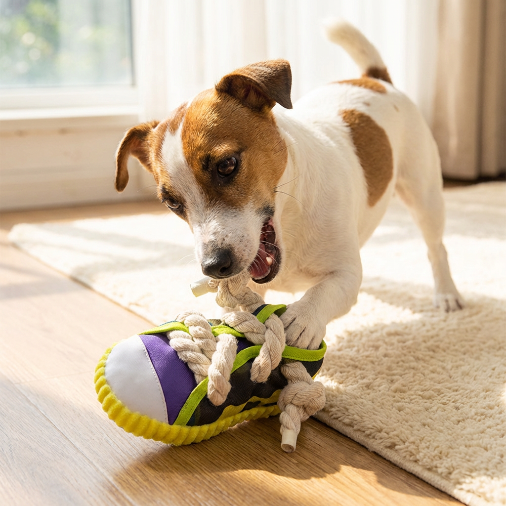 スイーキー スリッパと丈夫なコットンロープ – 犬の歯のケアと楽しさ